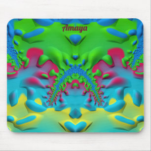 AMAYA ~ Grappig Roze Geel Groen en Blauw Muismat