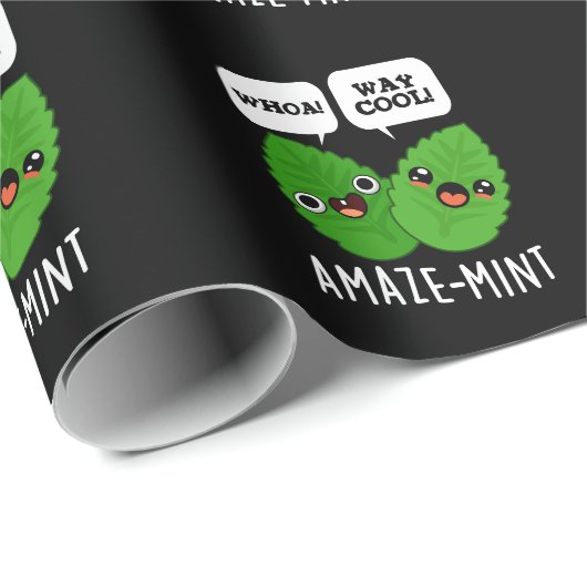 Amaze-mint Funny Mint Leaves Pun Dark BG Cadeaupapier (Rol Hoek)