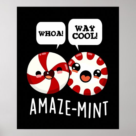 Amaze-mint Funny Peppermint Pun Dark BG Poster (Voorkant)
