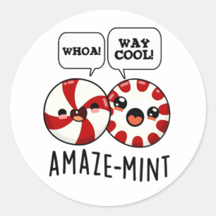 Amaze-mint Funny Peppermint Pun Ronde Sticker