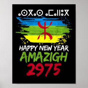 Amazigh Nieuwjaar 2975 Amazigh Vlag Gelukkig Yenna Poster