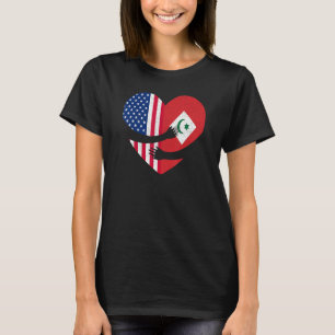 Amazigh Rifian American Pride Heart Arrif Usa vlag T-shirt