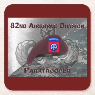 Amazing 82nd Airborne Paratrooper Beret Vierkante Kartonnen Onderzetter