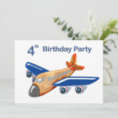 Amazing Airplane 4th Birthday Kaart (Staand voorkant)