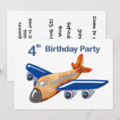 Amazing Airplane 4th Birthday Kaart (Voorkant / Achterkant)
