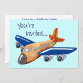 Amazing Airplane Invitation Kaart (Voorkant / Achterkant)