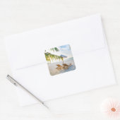 Amazing Beach Sunset Vierkante Sticker (Envelop)