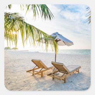 Amazing Beach Sunset Vierkante Sticker