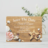 Amazing Beach Wedding, Seashells Save The Date (Staand voorkant)