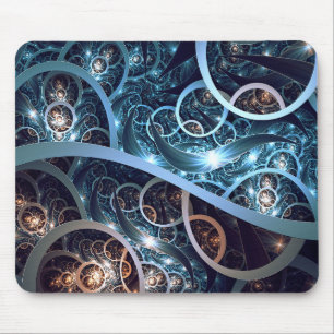 Amazing Blue Fractal Art Muismat