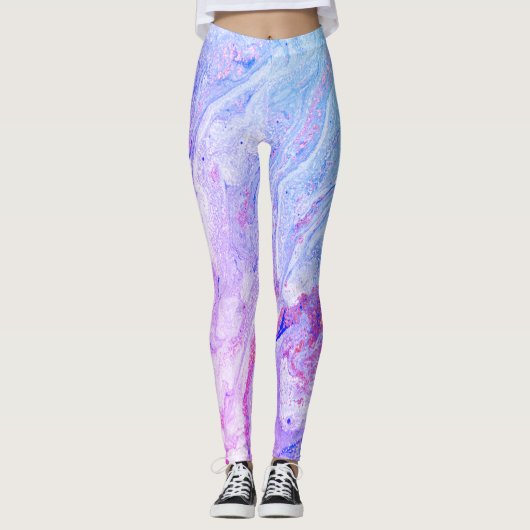 Amazing Blue-Paarse marmer Leggings (Voorkant)