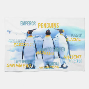 Amazing Emperor Penguins Typografie Art Theedoek