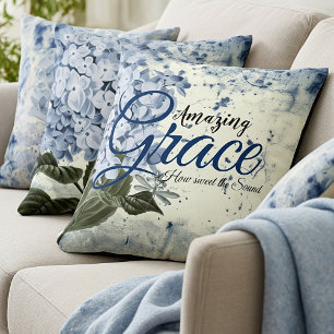 Amazing Grace blauwe hortensia Kussen