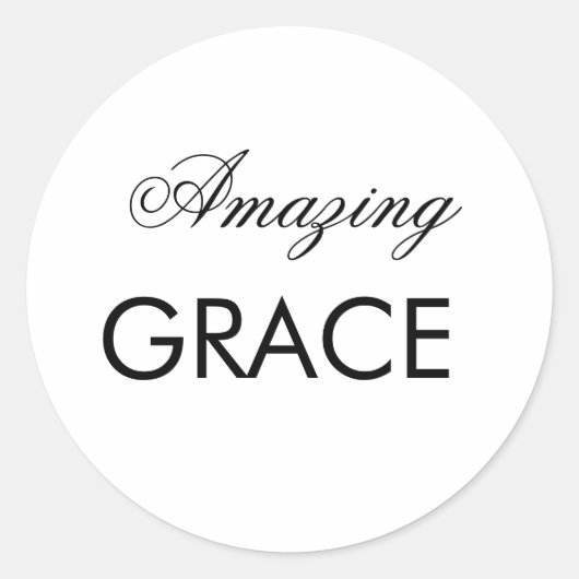 Amazing Grace Calligraphy Ronde Sticker (Voorkant)