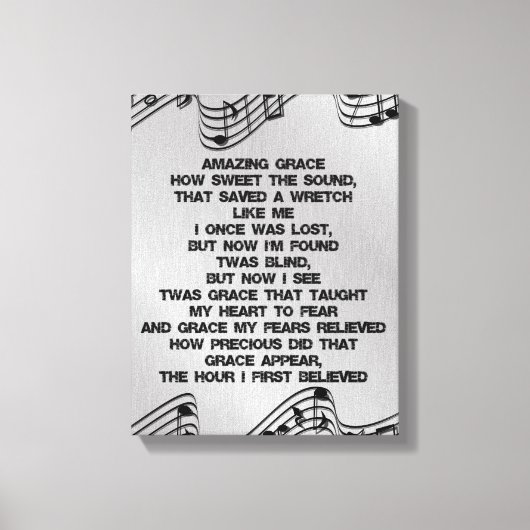 Amazing Grace Christelijk Hymn Lyrics Canvas Afdruk (Voorkant)