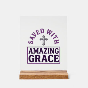 Amazing Grace Christelijk Kruis Vintage Acryl Bord