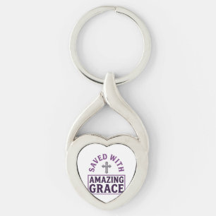 Amazing Grace Christelijk Kruis Vintage Sleutelhanger
