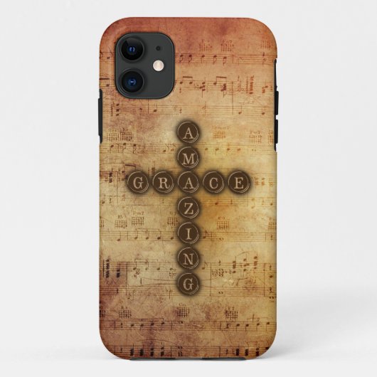 Amazing Grace Cross op Aged  Sheet Musical Case-Mate iPhone Case (Achterkant)