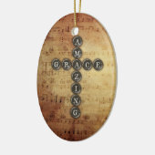 Amazing Grace Cross op muziekblad Keramisch Ornament (Links)