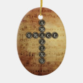 Amazing Grace Cross op muziekblad Keramisch Ornament (Voorkant)