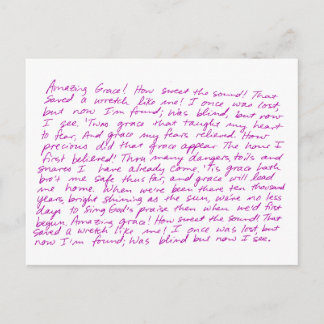 Amazing Grace handgeschreven teksten Briefkaart