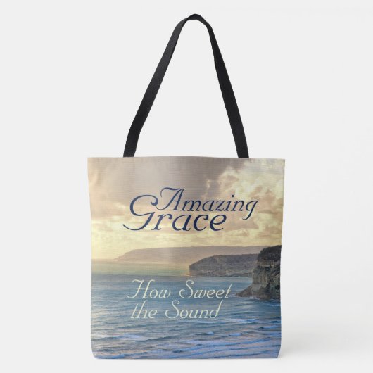 Amazing Grace Hymn Ocean Sunset Tote Bag (Voorkant)