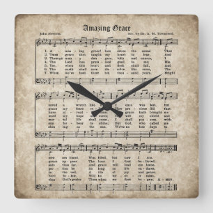 Amazing Grace  Hymn Sheet Music Clock Vierkante Klok