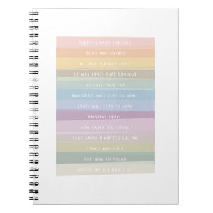 Amazing Grace Lyric Rainbow Colorful Stripes Notitieboek