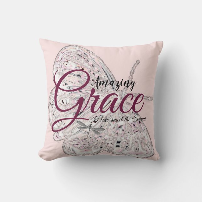 Amazing Grace roze vlinder  Kussen (Voorkant)