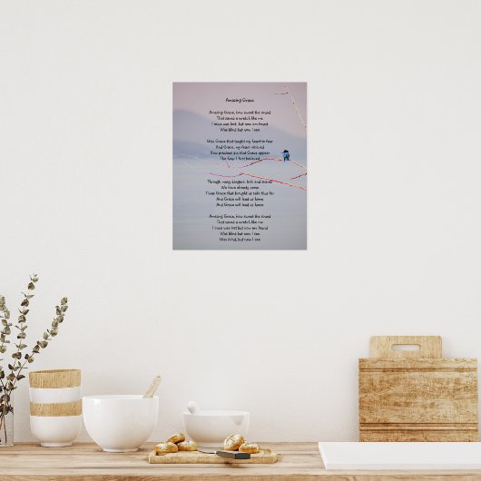 Amazing Grace Uplifting Comforting Hymn Kingfisher Poster (Keuken)