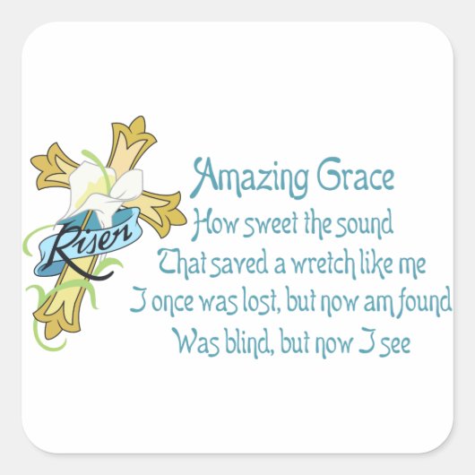 Amazing Grace Vierkante Sticker (Voorkant)