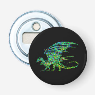Amazing Green Dragon Mosaic Button Flesopener
