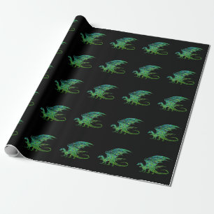 Amazing Green Mosaic Dragon Cadeaupapier