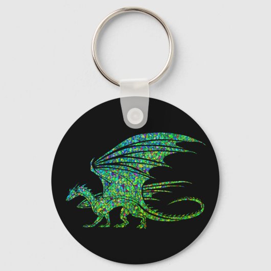 Amazing Green Mosaic Dragon Sleutelhanger (Voorkant)