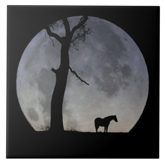 Amazing Horse and Moon Art Tegel Tegeltje (Voorkant)