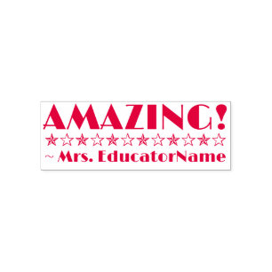 "AMAZING!" + Leerassistent Naam Rubber Stempel