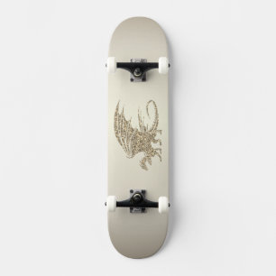 Amazing Mosaic Dragon Golden Skateboard