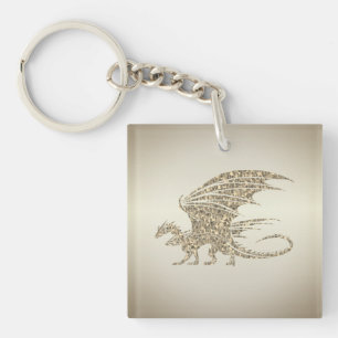 Amazing Mosaic Dragon Golden Sleutelhanger