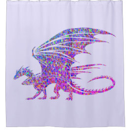 Amazing Mosaic Dragon Paars Douchegordijn