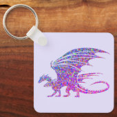 Amazing Mosaic Dragon Paars Sleutelhanger (Voorkant)