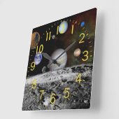 Amazing Planets Space Montage Vierkante Klok (Hoek)