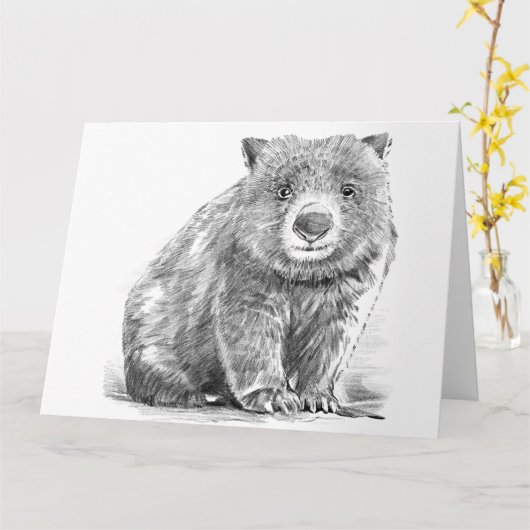 Amazing realistic wombat in pencil drawing style kaart (Gele Bloem)
