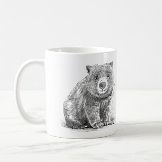 Amazing realistic wombat in pencil drawing style koffiemok (Links)