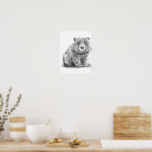 Amazing realistic wombat in pencil drawing style poster (Keuken)