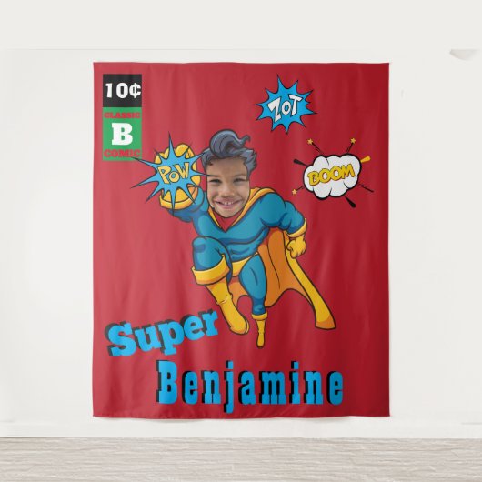Amazing Superheld Birthday Photo Perfect Kinder Wandkleed (Voorkant)