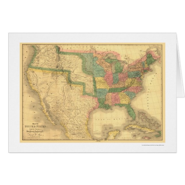 Amazing US America Map 1839 (Voorkant Horizontaal)