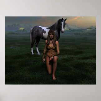 Amazon Lady & Horse Poster