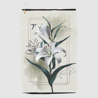 Amazon Lily Art – Gouden & Scandinavische stijl Golfhanddoek