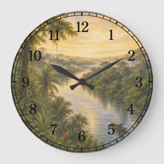 Amazon Rainforest Wall Clock — Nature-Inspired Des Grote Klok (Voorkant)