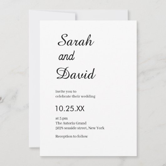 Amazone Font klassieke chique zwart-wit bruiloft Kaart (Voorkant)